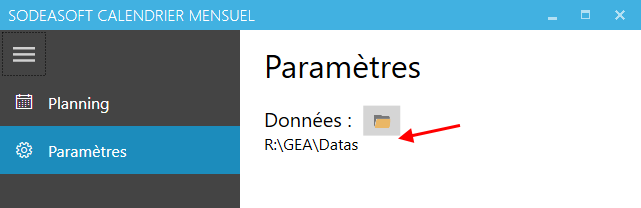 Paramétre de Calendrier mensuel