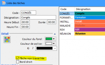 tâche non travaillée