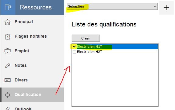 affectation d'une compétence à une ressource