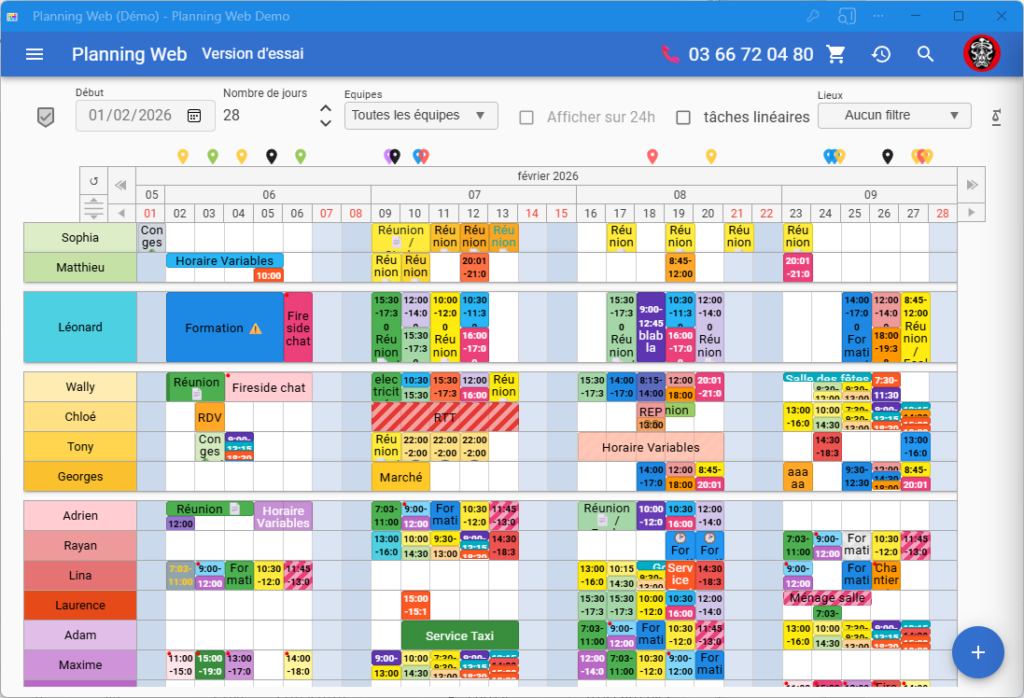 Planning Web ouvert comme application sur ordinateur