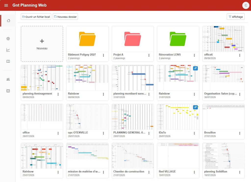 les plannings de projets dans sodeasoft gnt planning web