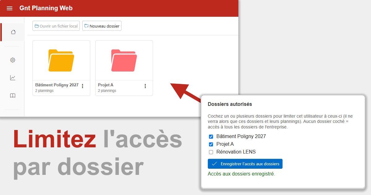 Restreindre un utilisateur à des dossiers dans GNT Planning Web